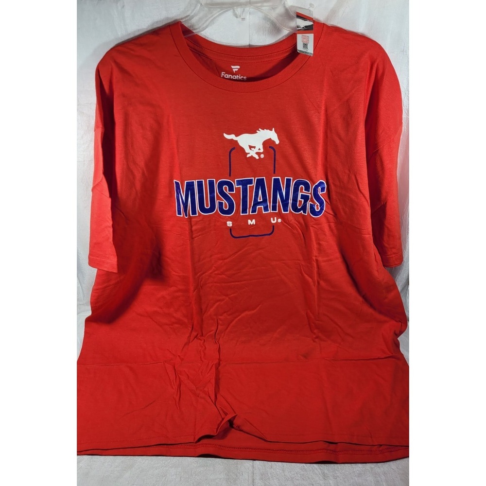 Fanatics SMU Southern Methodist University Mustangs #64 Bates T-Shirt - Red 2XL